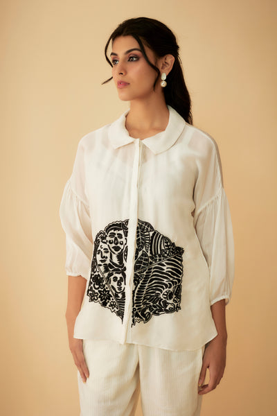 Rita White Embroidered Shirt