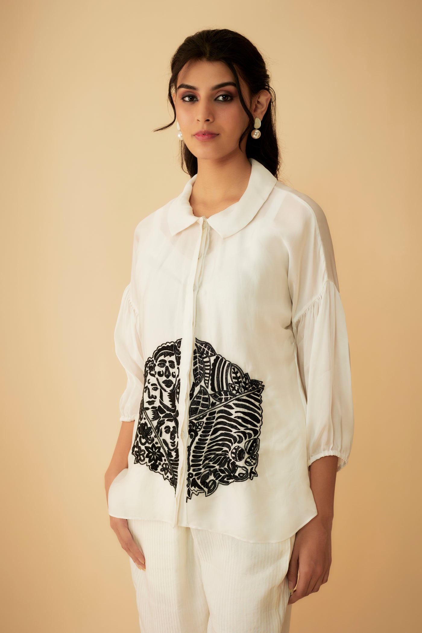 Rita White Embroidered Shirt