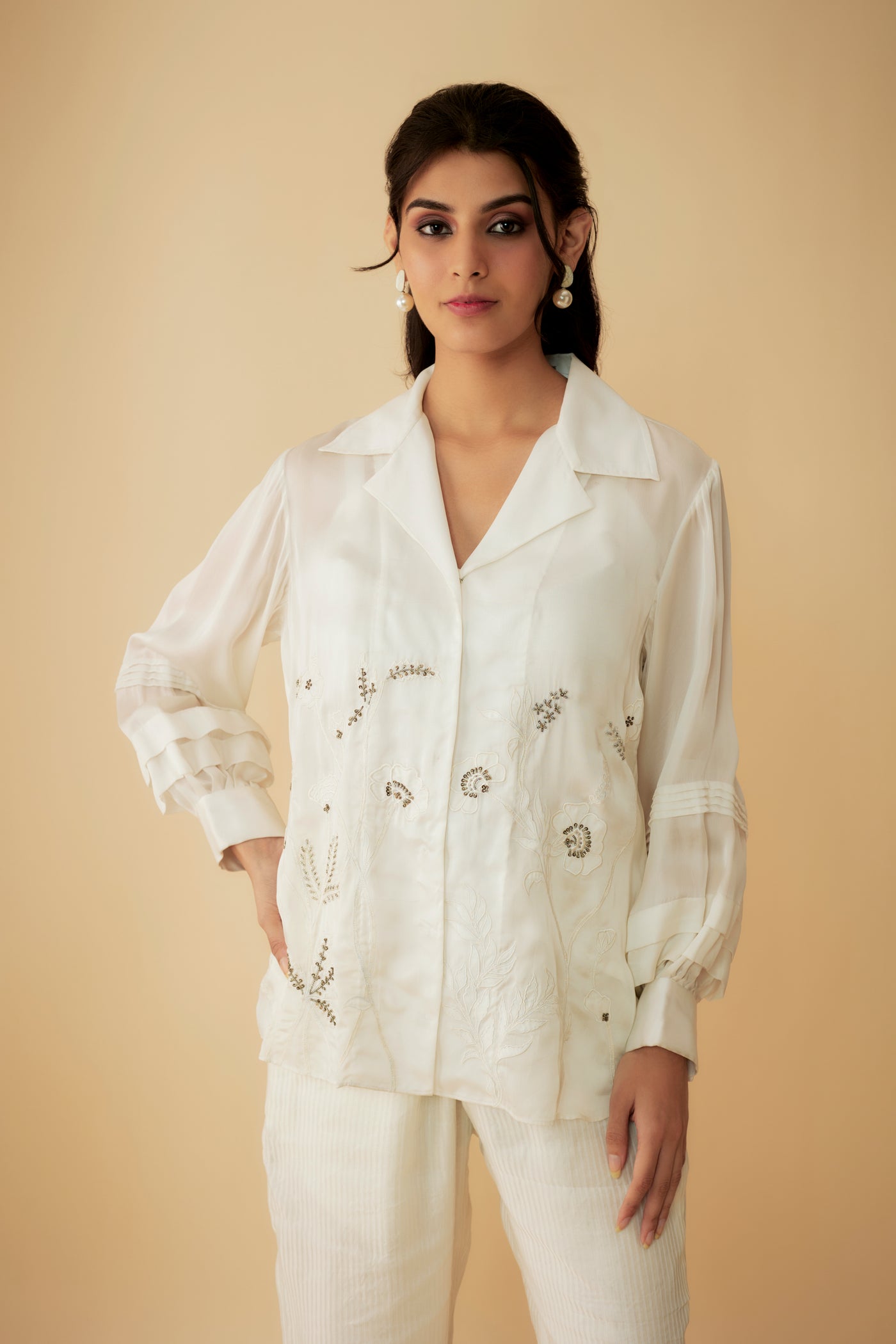 Sharmin White Embroidered Shirt