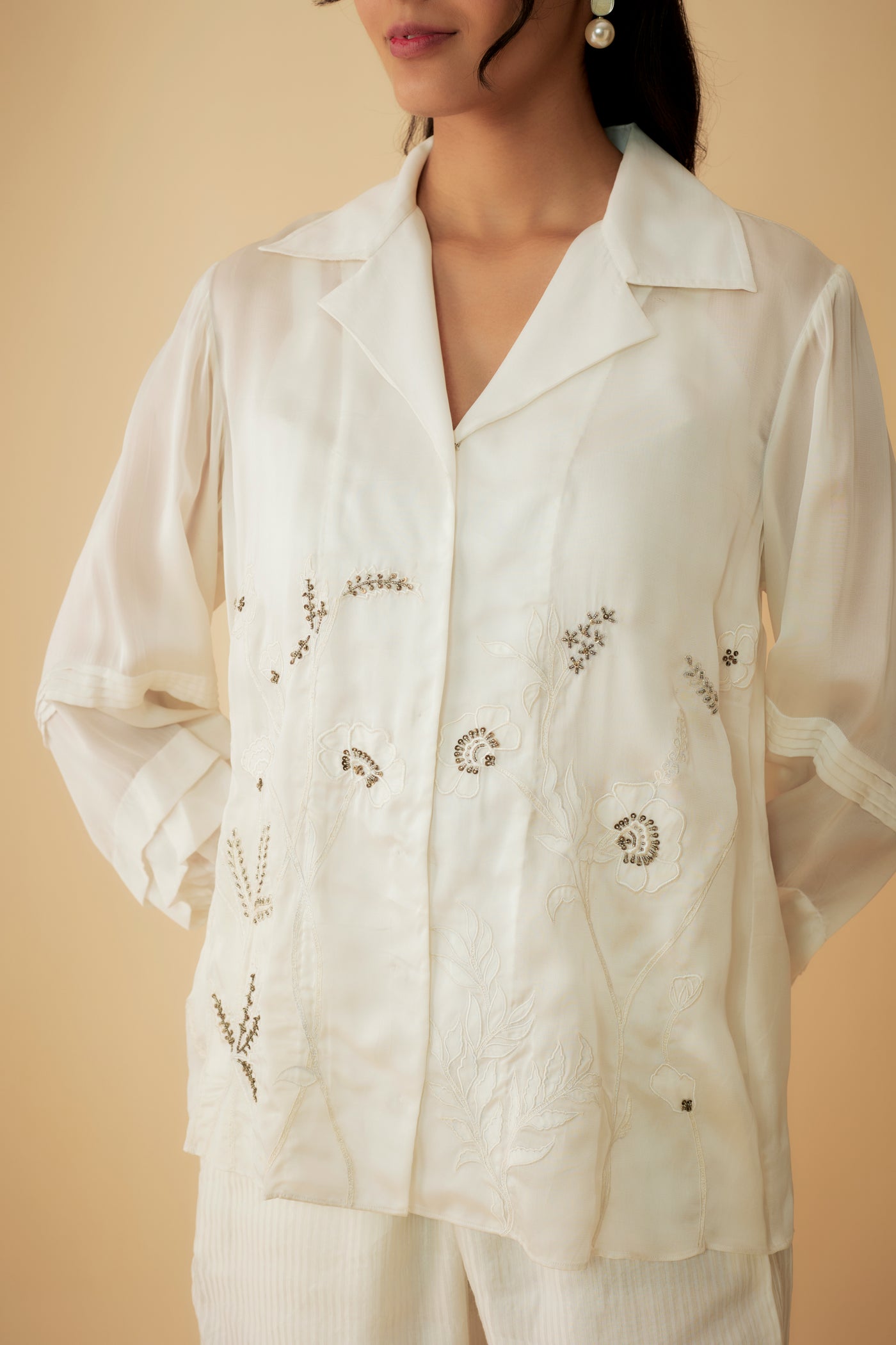 Sharmin White Embroidered Shirt