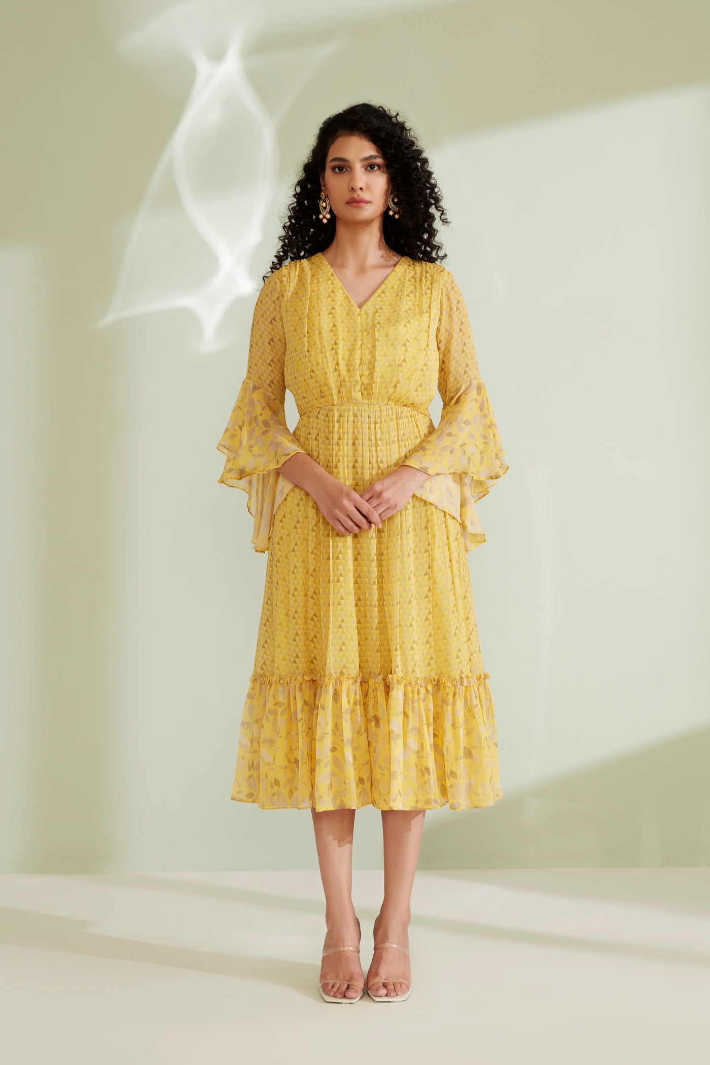 Rue Yellow Printed Dress