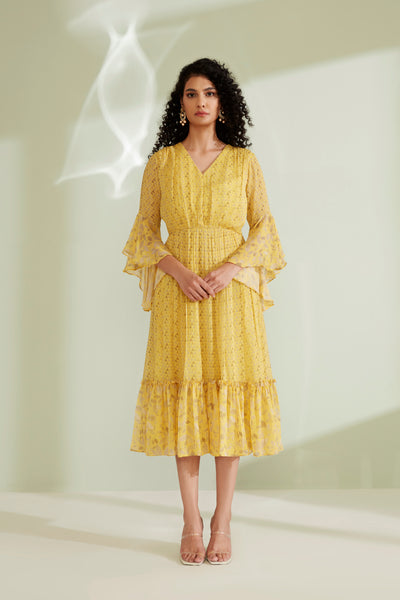 Rue Yellow Printed Dress