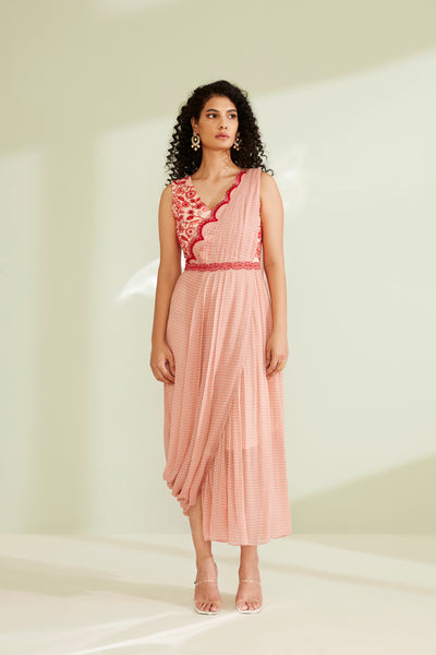 Naisha Peach Drape Dress