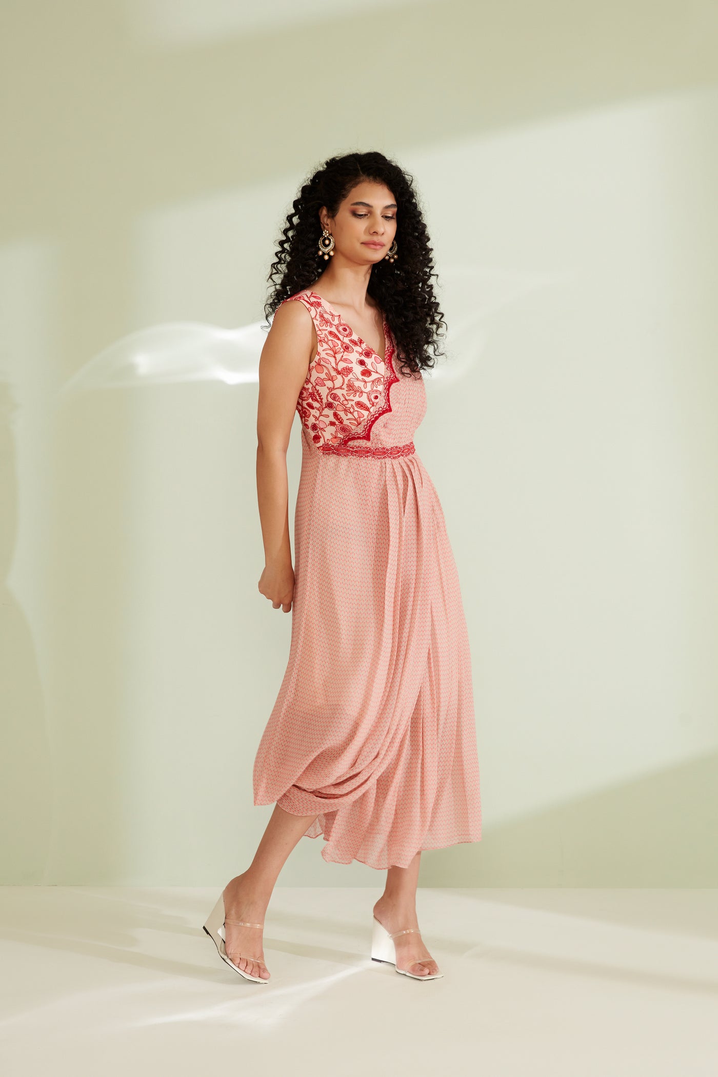 Naisha Peach Drape Dress